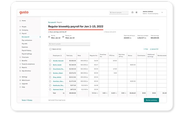 Gusto Payroll Software